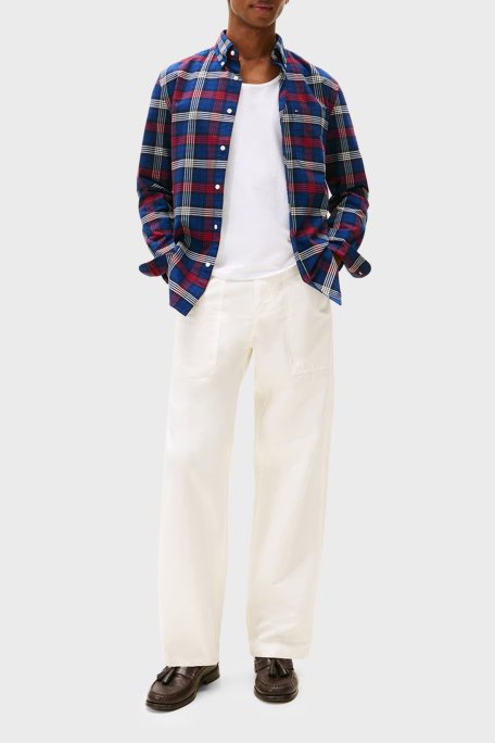 Tommy Hilfiger Kareli Pamuklu Regular Fit Uzun Kollu Erkek Gömlek MW0MW39681 0MS LACİVERT-BEYAZ - Tommy Hilfiger (1)