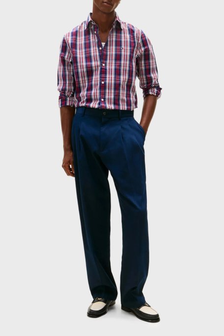 Tommy Hilfiger Kareli Pamuklu Regular Fit Uzun Kollu Erkek Gömlek MW0MW41712 0MS LACİVERT-BEYAZ - Tommy Hilfiger (1)