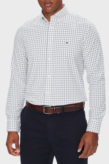 Tommy Hilfiger Kareli Regular Fit Düğmeli Yaka Uzun Kollu Erkek Gömlek MW0MW39680 0QJ KIRMIZI - Tommy Hilfiger