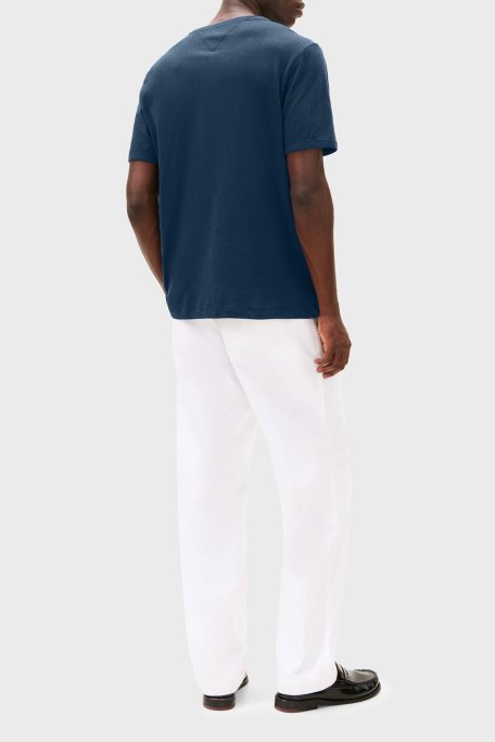 Tommy Hilfiger Keten ve Pamuk Karışımlı Regular Fit Bisiklet Yaka Erkek T Shirt MW0MW38637 DAF LACİVERT - Tommy Hilfiger (1)