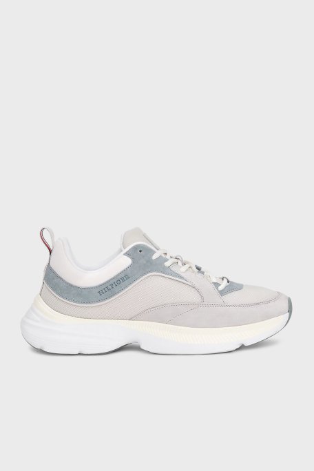 Tommy Hilfiger Kontrast Dokulu Sneaker Erkek Ayakkabı FM0FM05384 PQU GRİ - Tommy Hilfiger