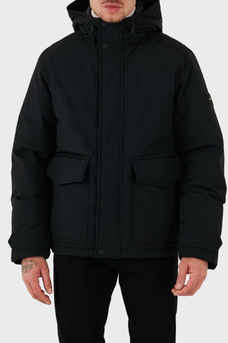 Tommy Hilfiger Kuş Tüyü Dolgulu Regular Fit Kapüşonlu Erkek Mont MW0MW3659 BDS SİYAH - Tommy Hilfiger