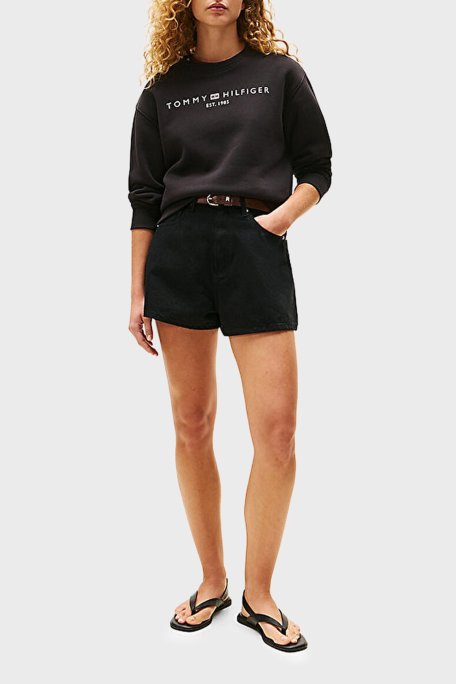 Tommy Hilfiger Logo Baskılı Regular Fit Bisiklet Yaka Bayan Sweat WW0WW39791 BDS SİYAH - Tommy Hilfiger (1)