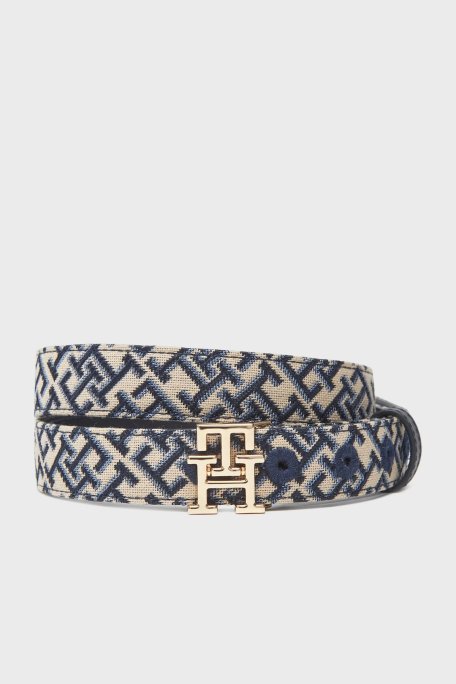 Tommy Hilfiger Logo Nakışlı Bayan Kemer AW0AW17497 DW6 LACİVERT - Tommy Hilfiger