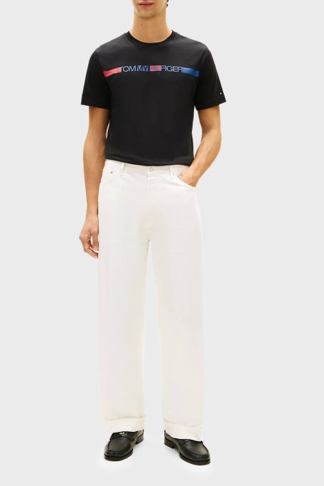 Tommy Hilfiger Logolu % 100 Pamuk Bisiklet Yaka Erkek T Shirt MW0MW42368 BDS SİYAH - Tommy Hilfiger (1)