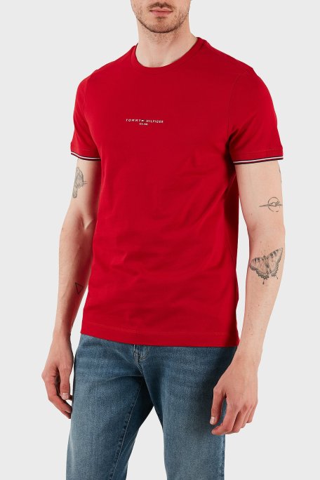 Tommy Hilfiger Logolu % 100 Pamuk Bisiklet Yaka Slim Fit Erkek T Shirt MW0MW32584 XLD KIRMIZI - Tommy Hilfiger (1)