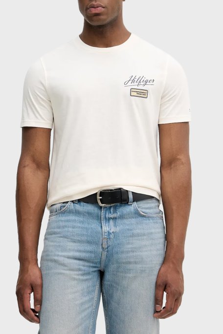 Tommy Hilfiger Logolu % 100 Pamuk Regular Fit Bisiklet Yaka Erkek T Shirt MW0MW41471 Z00 AÇIK BEJ - Tommy Hilfiger