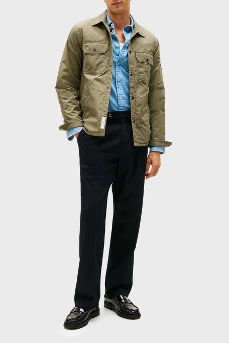 Tommy Hilfiger Logolu % 100 Pamuk Regular Fit Erkek Gömlek Ceket MW0MW40611 PLI YEŞİL - Tommy Hilfiger (1)