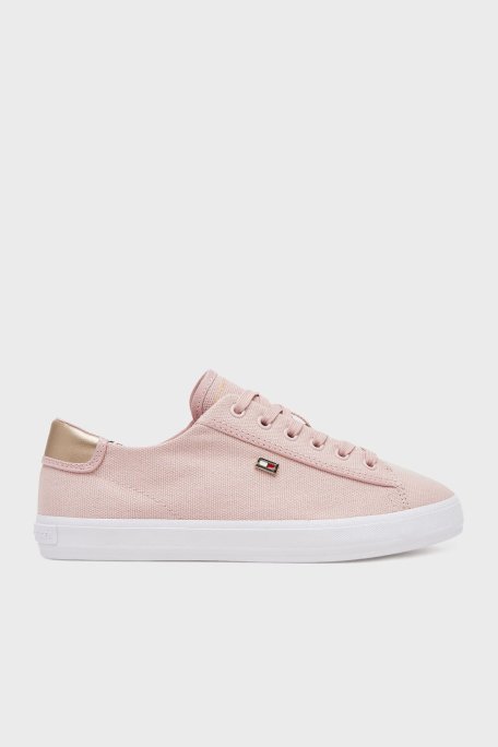 Tommy Hilfiger Logolu % 100 Pamuk Sneaker Bayan Ayakkabı FW0FW08647 TQN AÇIK PEMBE - Tommy Hilfiger
