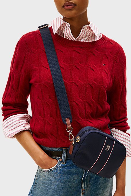 Tommy Hilfiger Logolu Ayarlabilir Askılı Mini Bayan Çanta AW0AW17710 0GY LACİVERT - Tommy Hilfiger (1)