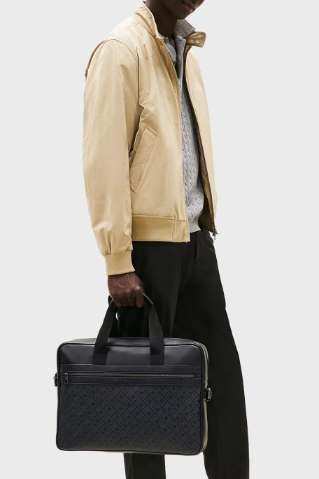 Tommy Hilfiger Logolu Ayarlanabilir Askılı 17 İnç Erkek Laptop Çantası AM0AM13491 BDS SİYAH - Tommy Hilfiger (1)