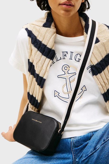 Tommy Hilfiger Logolu Ayarlanabilir Askılı Bayan Çanta AW0AW17450 BDS SİYAH - Tommy Hilfiger (1)