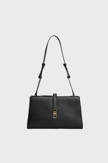 Tommy Hilfiger Logolu Ayarlanabilir Askılı Bayan Çanta AW0AW17718 BDS SİYAH - Tommy Hilfiger