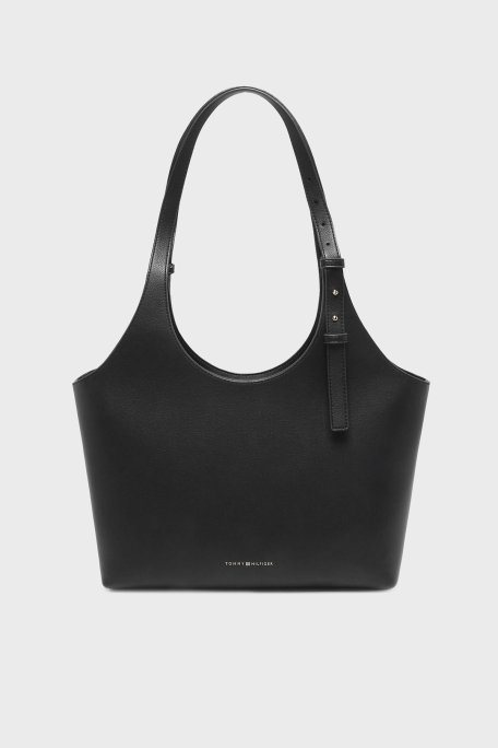 Tommy Hilfiger Logolu Ayarlanabilir Askılı Bayan Çanta AW0AW18232 BDS SİYAH - Tommy Hilfiger