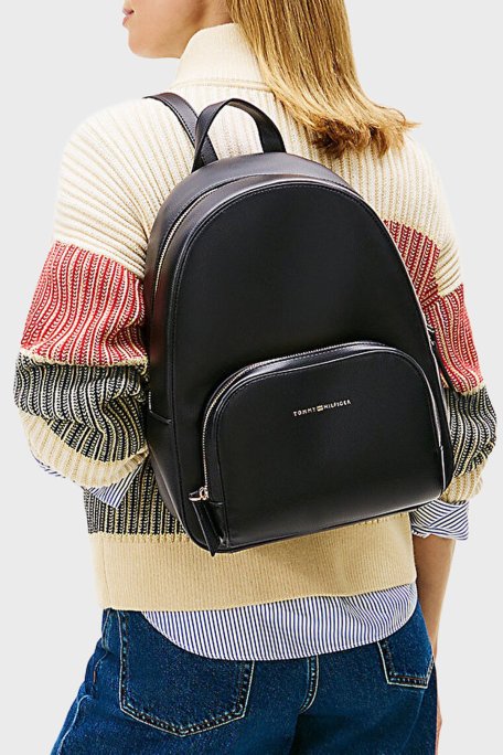 Tommy Hilfiger Logolu Ayarlanabilir Askılı Bayan Sırt Çantası AW0AW18118 BDS SİYAH - Tommy Hilfiger (1)