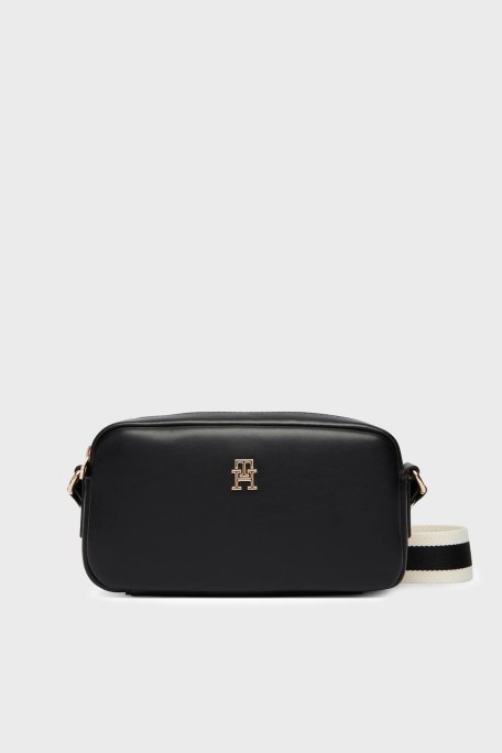 Tommy Hilfiger Logolu Ayarlanabilir Askılı Kadın Çanta AW0AW18370 BDS SİYAH - Tommy Hilfiger