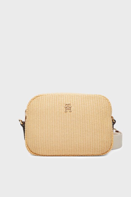 Tommy Hilfiger Logolu Ayarlanabilir Askılı Kadın Çanta AW0AW18525 0F4 BEJ - Tommy Hilfiger