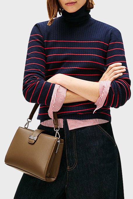 Tommy Hilfiger Logolu Ayarlanabilir ve Çıkarılabilir Askılı Bayan Çanta AW0AW18286 R07 VİZON - Tommy Hilfiger (1)