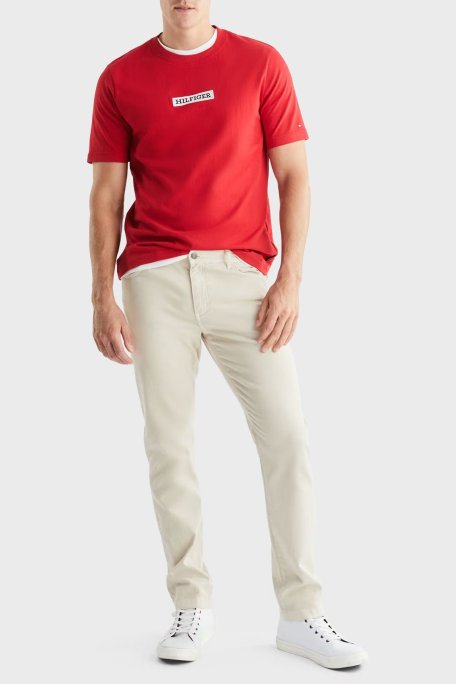 Tommy Hilfiger Logolu Bisiklet Yaka % 100 Pamuk Regular Fit Erkek T Shirt MW0MW34373 XLG KIRMIZI - Tommy Hilfiger (1)