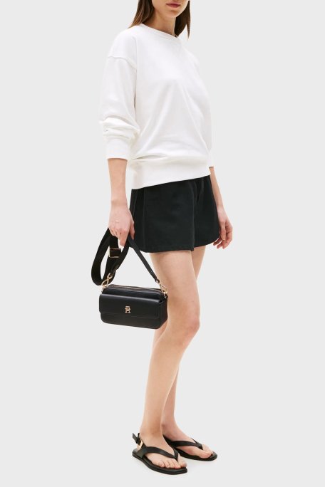 Tommy Hilfiger Logolu Çıkarılabilir Askılı Bayan Çanta AW0AW17455 BDS SİYAH - Tommy Hilfiger (1)