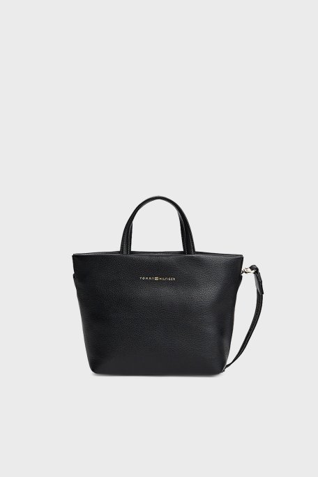 Tommy Hilfiger Logolu Çıkarılabilir Askılı Bayan Çanta AW0AW17694 BDS SİYAH - Tommy Hilfiger