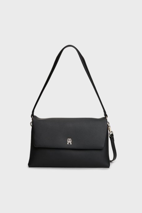 Tommy Hilfiger Logolu Çıkarılabilir Askılı Bayan Çanta AW0AW17695 BDS SİYAH - Tommy Hilfiger