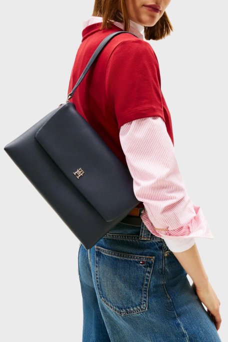 Tommy Hilfiger Logolu Çıkarılabilir Askılı Bayan Çanta AW0AW17695 DW6 LACİVERT - Tommy Hilfiger (1)