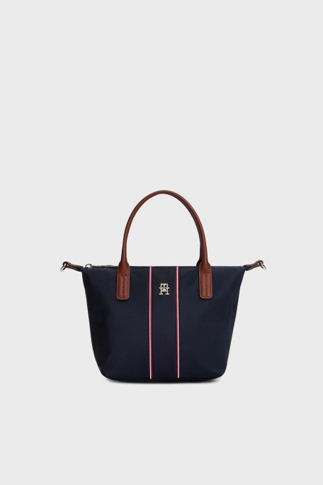 Tommy Hilfiger Logolu Çıkarılabilir Askılı Bayan Çanta AW0AW17707 0GY LACİVERT - Tommy Hilfiger