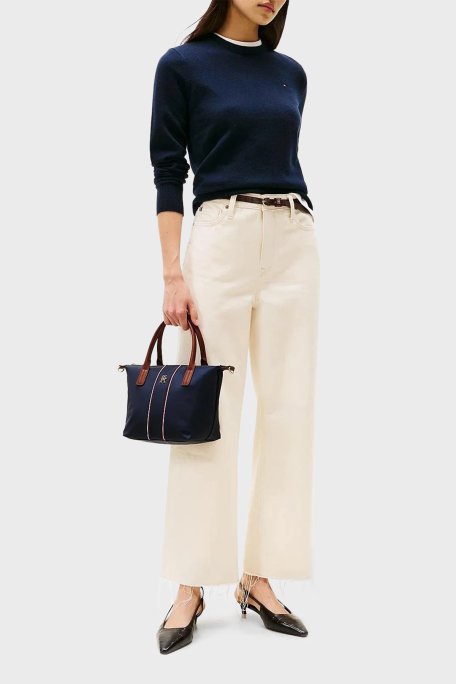 Tommy Hilfiger Logolu Çıkarılabilir Askılı Bayan Çanta AW0AW17707 0GY LACİVERT - Tommy Hilfiger (1)