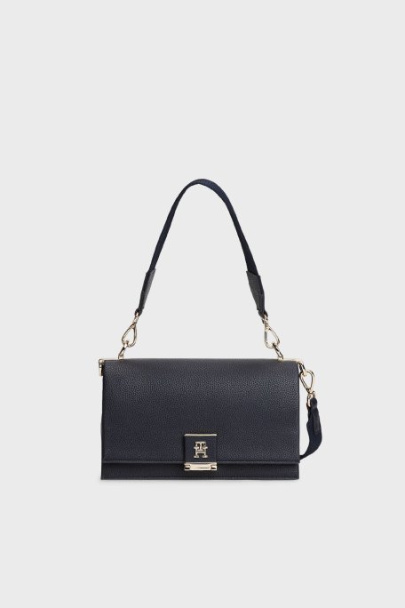 Tommy Hilfiger Logolu Çıkarılabilir Askılı Bayan Çanta AW0AW17831 DW6 LACİVERT - Tommy Hilfiger