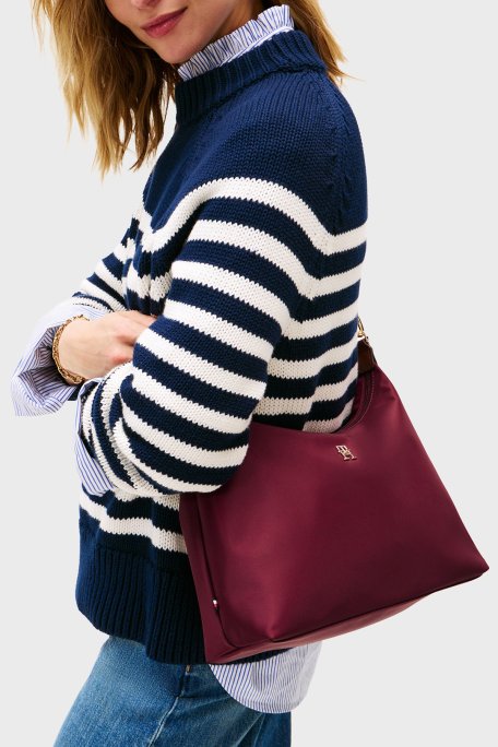 Tommy Hilfiger Logolu Çıkarılabilir Askılı Bayan Çanta AW0AW17937 VLP BORDO - Tommy Hilfiger (1)