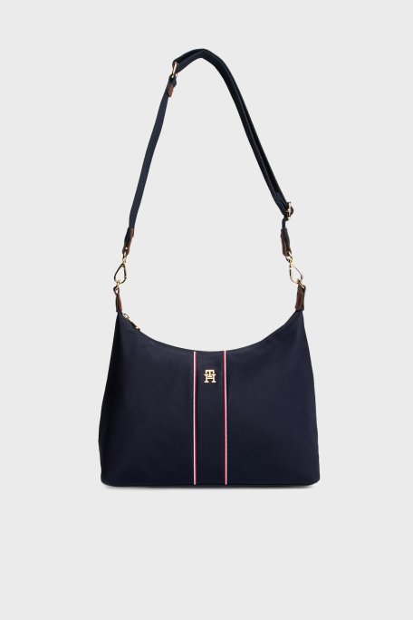 Tommy Hilfiger Logolu Çıkarılabilir Askılı Bayan Çanta AW0AW17938 0GY LACİVERT - Tommy Hilfiger