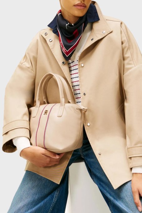 Tommy Hilfiger Logolu Çıkarılabilir Askılı Bayan Çanta AW0AW17998 0F4 BEJ - Tommy Hilfiger (1)