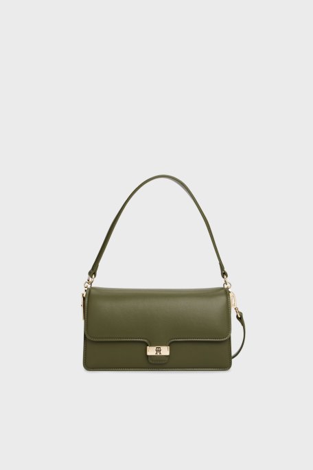 Tommy Hilfiger Logolu Çıkarılabilir Askılı Bayan Çanta AW0AW18029 MT1 YEŞİL - Tommy Hilfiger