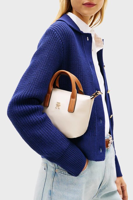 Tommy Hilfiger Logolu Çıkarılabilir Askılı Bayan Çanta AW0AW18368 AEO BEJ - Tommy Hilfiger (1)