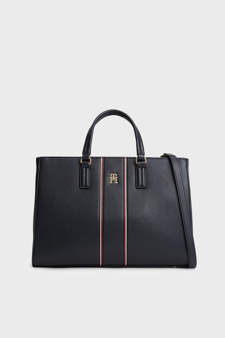 Tommy Hilfiger Logolu Çıkarılabilir Askılı Bayan Çanta AW0AW18644 DW6 LACİVERT - Tommy Hilfiger