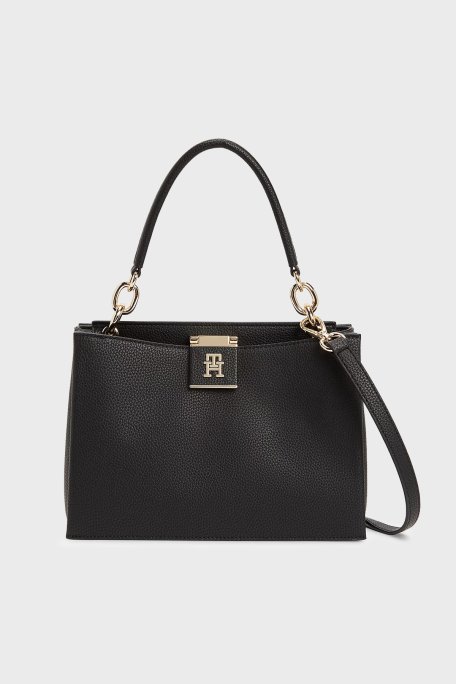 Tommy Hilfiger Logolu Çıkarılabilir Askılı Kadın Çanta AW0AW17191 BDS SİYAH - Tommy Hilfiger