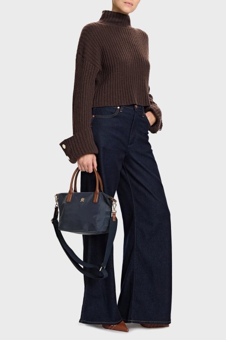 Tommy Hilfiger Logolu Çıkarılabilir Askılı Tote Bayan Çanta AW0AW17709 BDS SİYAH - Tommy Hilfiger (1)