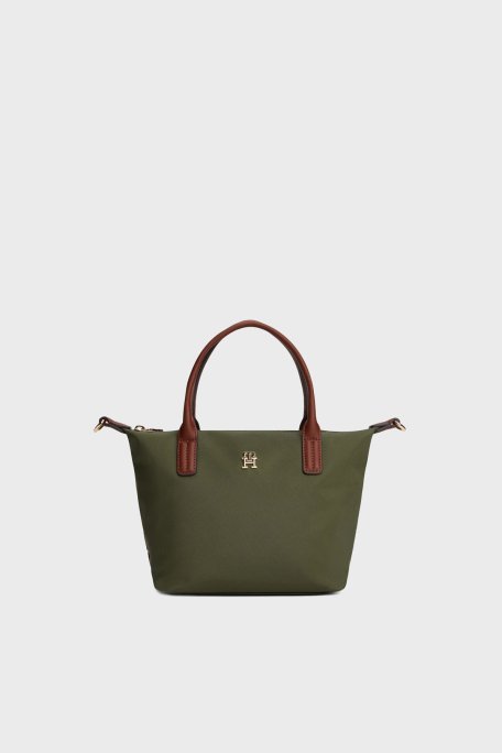 Tommy Hilfiger Logolu Çıkarılabilir Askılı Tote Bayan Çanta AW0AW17709 MT1 YEŞİL - Tommy Hilfiger
