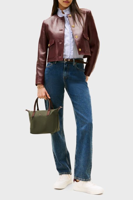 Tommy Hilfiger Logolu Çıkarılabilir Askılı Tote Bayan Çanta AW0AW17709 MT1 YEŞİL - Tommy Hilfiger (1)