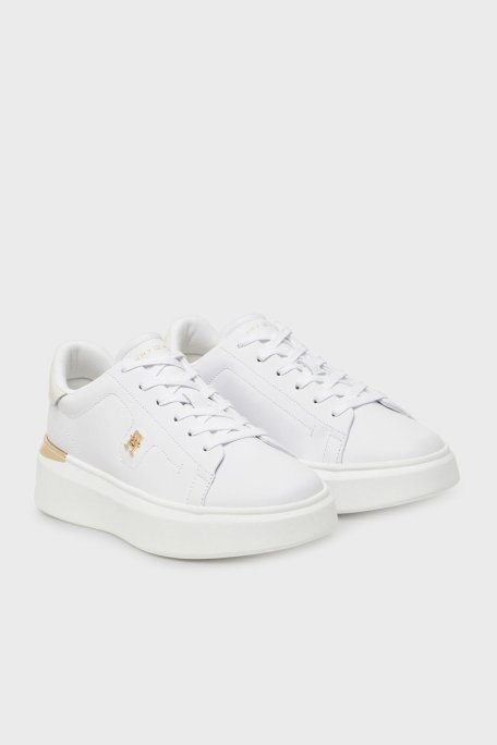 Tommy Hilfiger Logolu Deri Sneaker Bayan Ayakkabı FW0FW08631 YBS BEYAZ - Tommy Hilfiger (1)