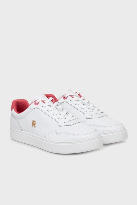 Tommy Hilfiger Logolu Deri Sneaker Bayan Ayakkabı FW0FW08680 01S BEYAZ - Tommy Hilfiger (1)