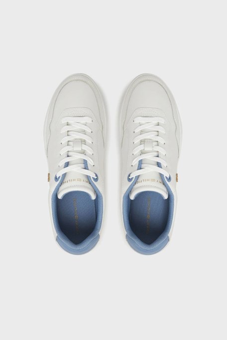 Tommy Hilfiger Logolu Deri Sneaker Bayan Ayakkabı FW0FW08680 0GB BEYAZ - Tommy Hilfiger (1)