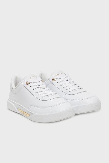 Tommy Hilfiger Logolu Deri Sneaker Bayan Ayakkabı FW0FW08682 YBS BEYAZ - Tommy Hilfiger (1)