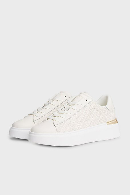 Tommy Hilfiger Logolu Deri Sneaker Bayan Ayakkabı FW0FW09155 YA8 BEYAZ - Tommy Hilfiger (1)