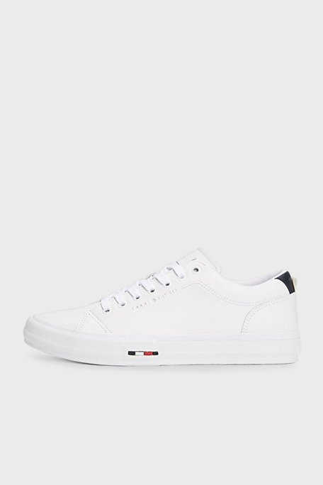 Tommy Hilfiger Logolu Deri Sneaker Erkek Ayakkabı FM0FM05312 0K5 BEYAZ - Tommy Hilfiger (1)