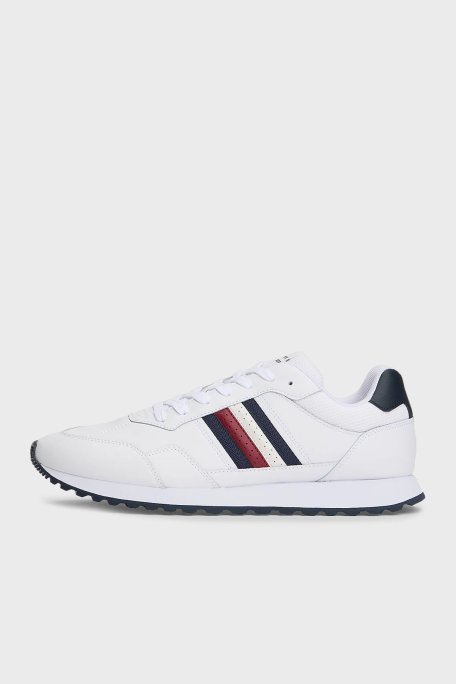Tommy Hilfiger Logolu Deri Sneaker Erkek Ayakkabı FM0FM05637 YBS BEYAZ - Tommy Hilfiger (1)