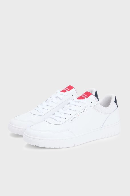 Tommy Hilfiger Logolu Deri Sneaker Erkek Ayakkabı FM0FM05868 YBS BEYAZ - Tommy Hilfiger (1)