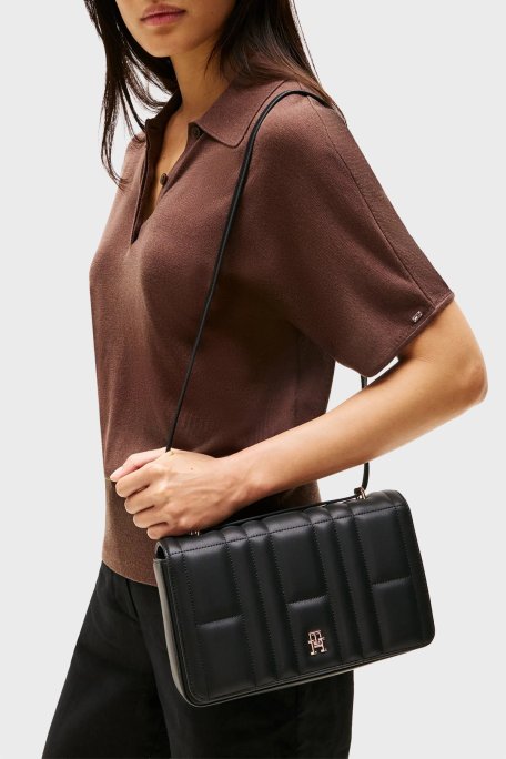 Tommy Hilfiger Logolu Dikiş Detaylı Çıkarılabilir Askılı Bayan Çanta AW0AW17454 BDS SİYAH - Tommy Hilfiger (1)