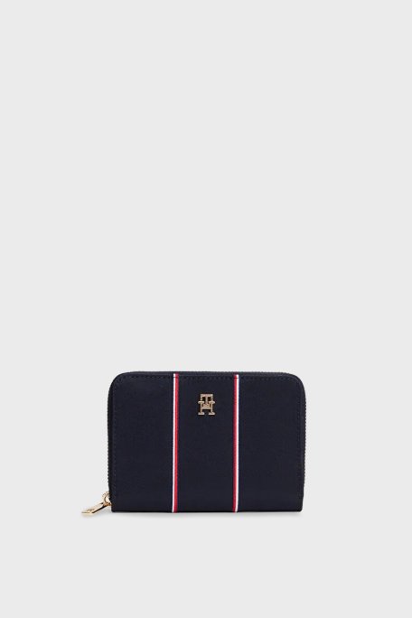 Tommy Hilfiger Logolu Fermuarlı Bayan Cüzdan AW0AW17953 0GY LACİVERT - Tommy Hilfiger